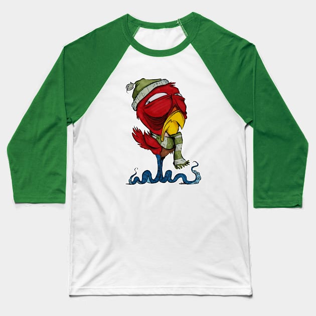 Winter Bird Baseball T-Shirt by westinchurch